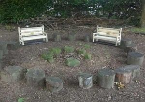 Woodland story corner - toadstool seats